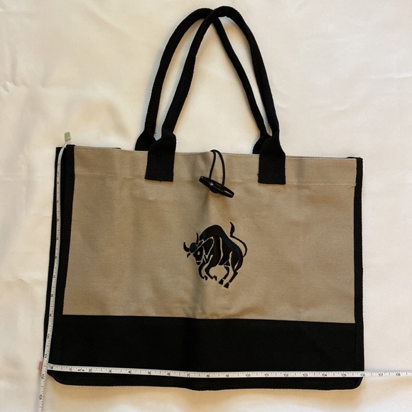 Aricsen Embroidery Reusable Canvas Tote Bag Taurus Black / Brown NWOT - Picture 4 of 6